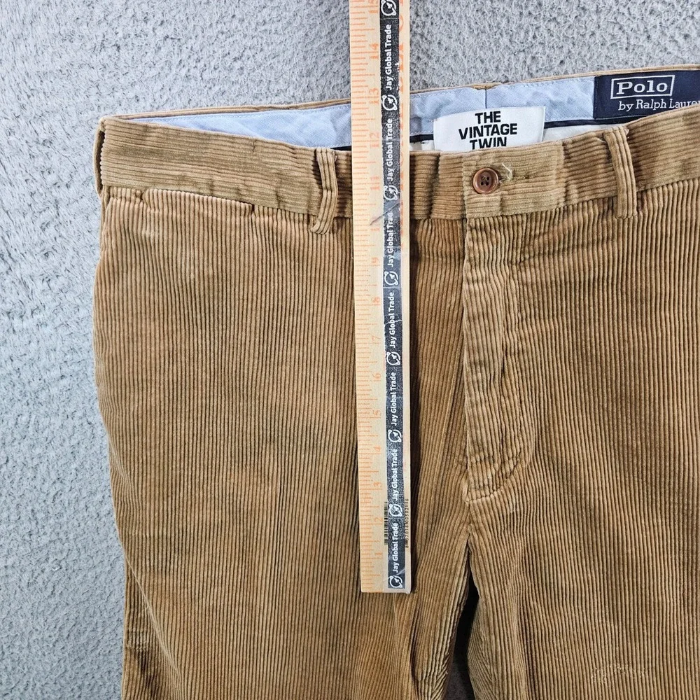 Polo Ralph Lauren Mens Corduroy Pants Tan Classic‎ Fit Stretch 36x23 Cropped